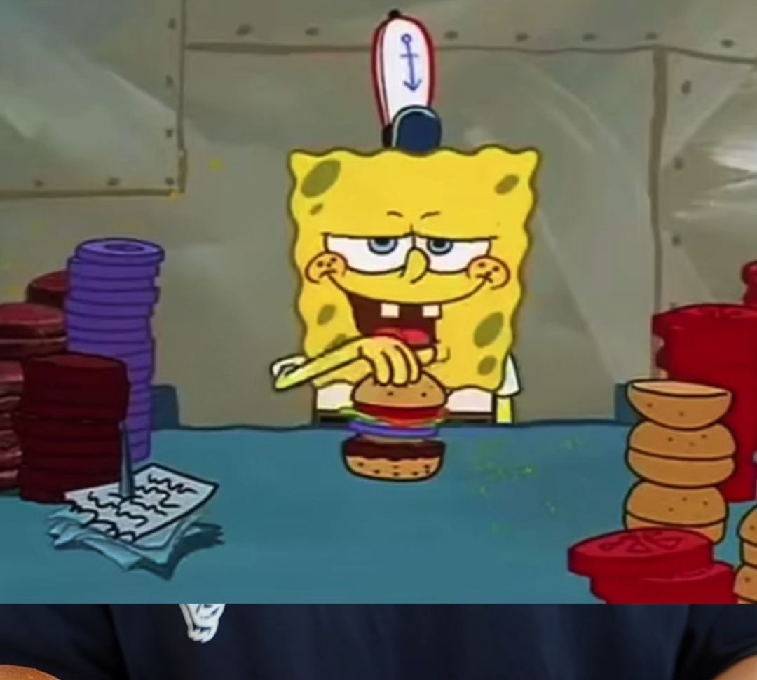 SpongeBob making a Krabby Patty